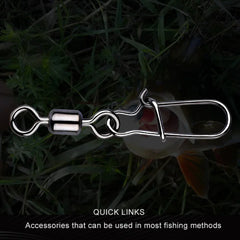 50 Pieces Fishing Swivel Stainless Steel With Snap Fishhook