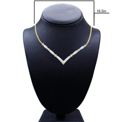 14K Yellow and White Gold 3.00 Cttw Round and Princess Cut Diamond "V" Shape Statement Necklace (H-I Color, SI2-I1 Clarity)