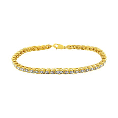 10K Yellow Gold Plated .925 Sterling Silver 1 cttw Prong-Set Diamond Pear Shape Link Bracelet (I-J Color, I1-I2 Clarity) - 7.25"