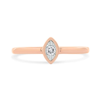 14K Rose Gold Plated .925 Sterling Silver Miracle Set Diamond Accent Pear Shape Promise Ring (J-K Color, I1-I2 Clarity)
