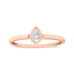 14K Rose Gold Plated .925 Sterling Silver Miracle Set Diamond Accent Pear Shape Promise Ring (J-K Color, I1-I2 Clarity)