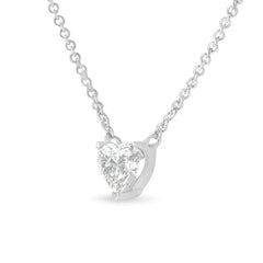 IGI Certified 14k White Gold 1/2 cttw Lab Grown Heart Shape Diamond Solitaire 18" Pendant Necklace (E-F Color, SI1-SI2 Clarity)