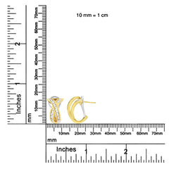 14K Yellow and White Gold 1/2 TDW "X" Shape Cross Over Diamond Hoop Earrings (I-J, I2-I3)