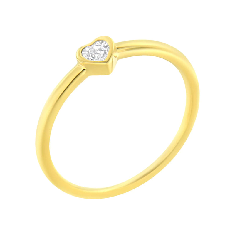 14K Yellow Gold Plated .925 Sterling Silver Miracle Set Diamond Accent Heart Shaped Promise Ring (J-K Color, I1-I2 Clarity)
