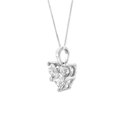 10K White Gold 1/2 Cttw Round and Princess-Cut Diamond Heart Shape 18" Pendant Necklace (H-I Color, SI2-I1 Clarity)