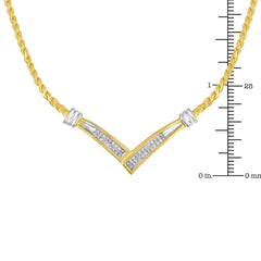 10K Yellow and White Gold 1/2 Cttw Princess Cut Diamond Channel-Set “V” Shape 18" Franco Chain Necklace (H-I Color, SI2-I1 Clarity)
