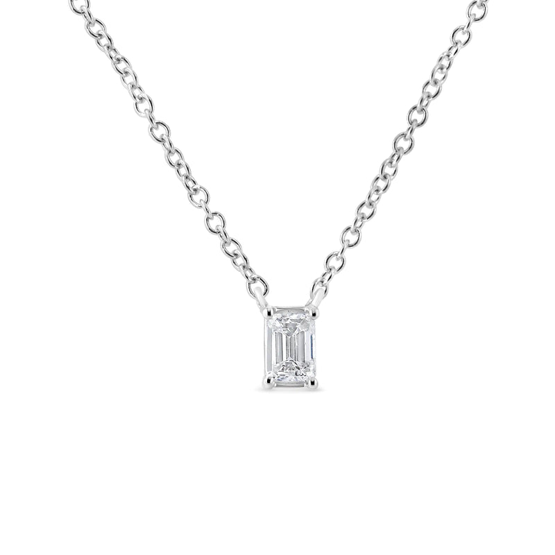 14K White Gold 1/3 Cttw Emerald Shape Solitaire Diamond 18