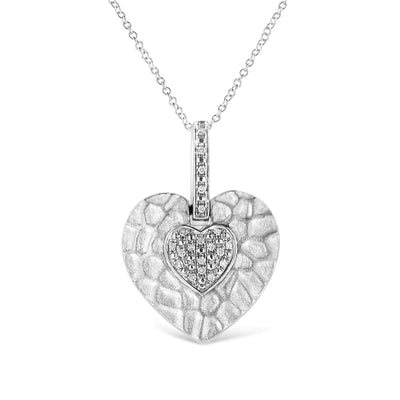 .925 Sterling Silver Pave-Set Diamond Accent Heart Shape 18