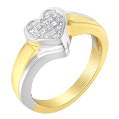 14K Two-Toned Gold Princess-Cut Diamond Heart Promise Ring (1/4 Cttw, H-I Color, I1-I2 Clarity)