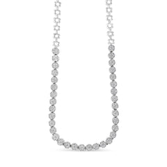 IGI Certified 14K Gold 8.0 Cttw Pave Set Round-Cut Diamond Cluster Graduating Riviera Statement Necklace (H-I Color, I1 Clarity)
