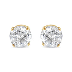 10K Yellow Gold over .925 Sterling Silver 1/3 Cttw Round Brilliant-Cut Diamond Classic 4-Prong Stud Earrings (K-L Color, I2-I3 Clarity)
