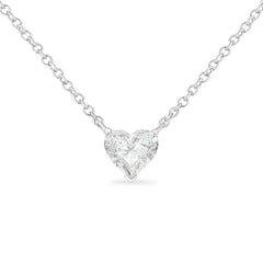 IGI Certified 14k White Gold 1/2 cttw Lab Grown Heart Shape Diamond Solitaire 18" Pendant Necklace (E-F Color, SI1-SI2 Clarity)