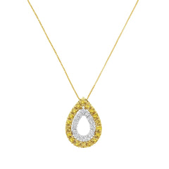 Yellow Gold Plated Sterling Silver Treated Yellow Diamond Pear Shape Pendant Necklace (1/2 cttw, Yellow Color, I2-I3 Clarity)
