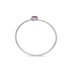 .925 Sterling Silver 8 x 5.5mm Pear Shape Amethyst  and Diamond Accent Halo Bypass Bangle Bracelet (H-I Color, SI1-SI2 Clarity)  - Fits up to 7" Inches