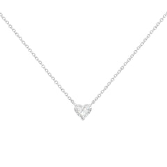 14k White Gold 1/4 Cttw Lab Grown Heart Shape Diamond Solitaire 18" Pendant Necklace (E-F Color, SI1-SI2 Clarity)