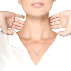 14K White Gold 1/2 Cttw Marquise Shape Lab Grown Diamond Solitaire Pendant Necklace (F-G Color, VS2-SI1 Clarity)