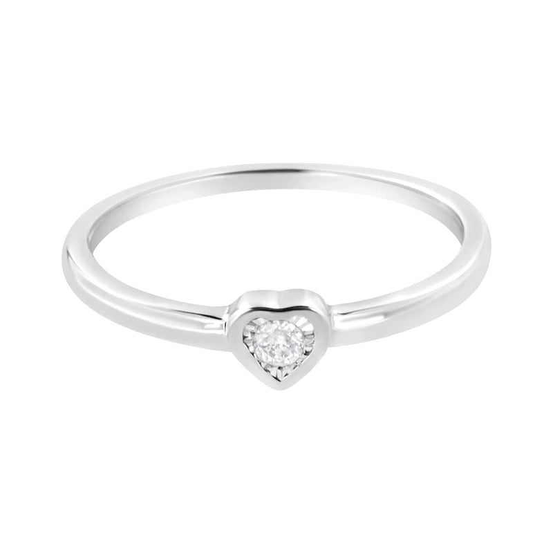 .925 Sterling Silver Miracle Set Diamond Accent Heart Shaped Promise Ring (J-K Color, I1-I2 Clarity)