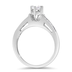 14K White Gold 5/8 Cttw Pie Cut Diamond Oval Shape Solitaire Ring (H-I Color, VS1-VS2 Clarity)