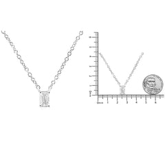 14K White Gold 1/3 Cttw Emerald Shape Solitaire Diamond 18" Pendant Necklace (G-H Color, VS2-SI1 Clarity)