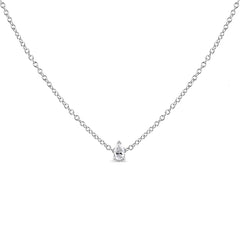 14K White Gold Pear Shape Lab Grown Diamond Solitaire Pendant Necklace (F-G Color, VS2-SI1 Clarity)