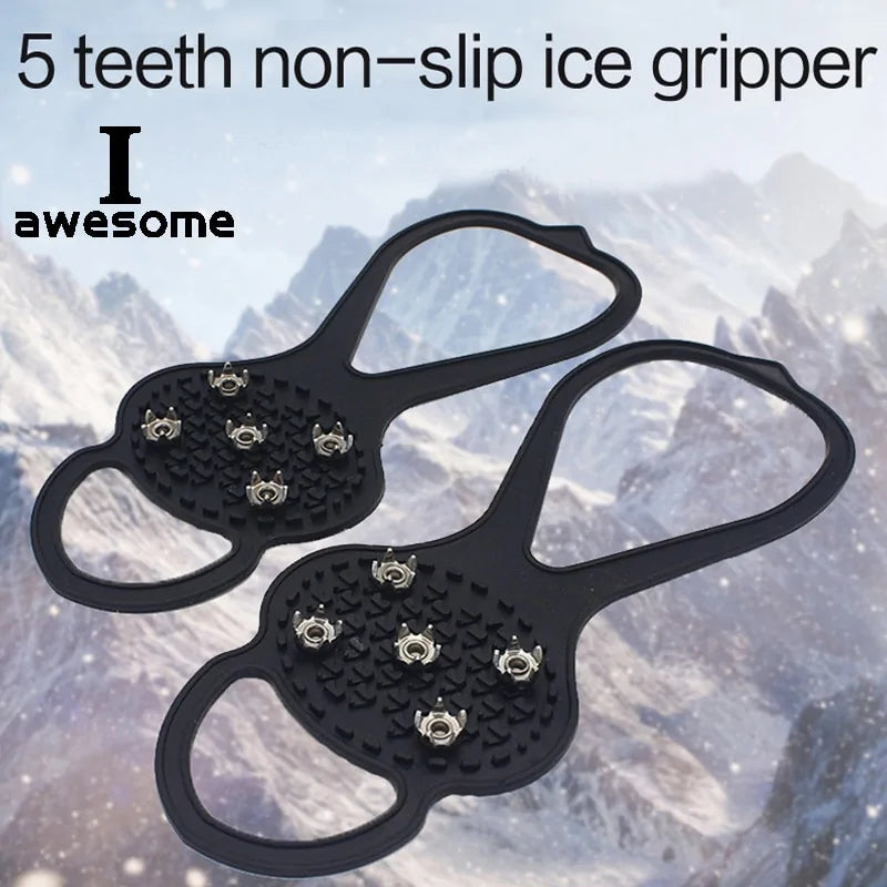 5-Teeth Ice Gripper Shoes Crampons Cleats for Snow