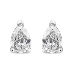 14K White Gold Pear Shape Solitaire Lab Grown Diamond Stud Earrings (F-G Color, VS2-SI1 Clarity)
