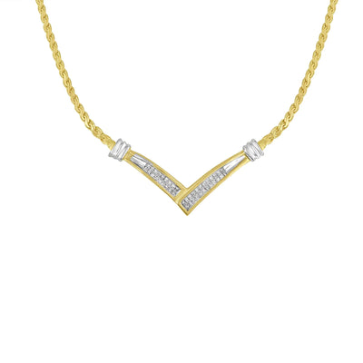 10K Yellow and White Gold 1/2 Cttw Princess Cut Diamond Channel-Set “V” Shape 18