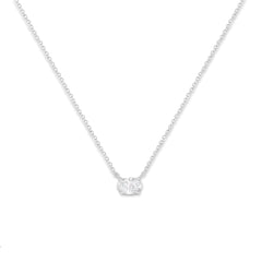 IGI Certified 14k White Gold 1/2 cttw Lab Grown Oval Shape Solitaire Diamond East West 18" Pendant Necklace (E-F Color, VS1-VS2 Clarity)